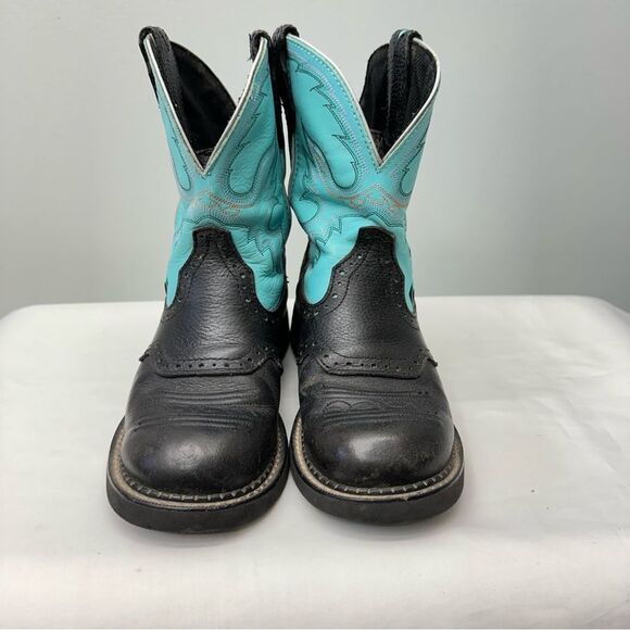 Justin ‘fat baby’ western cowgirl boots leather girls‎ woman's 6.5 - Picture 2 of 7